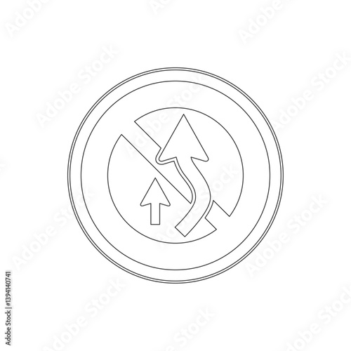 標識の線画単品イラスト　追い越し禁止