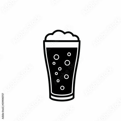 Craft Beer Glass with Foam and Bubbles  