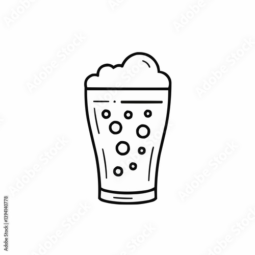 Craft Beer Glass Filled with Foam and Bubbles  