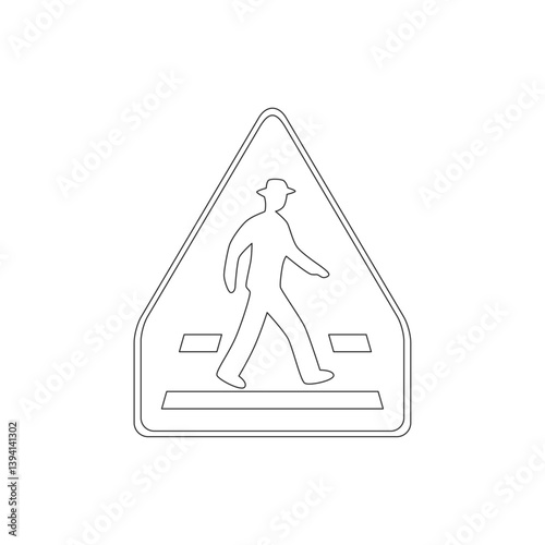 標識の線画単品イラスト　横断歩道