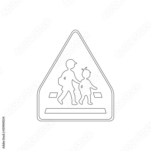 標識の線画単品イラスト　横断歩道