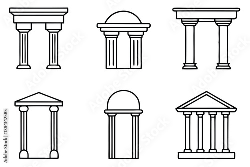 Portico Line Art Creative Drawing for Architectural Illustration Design  