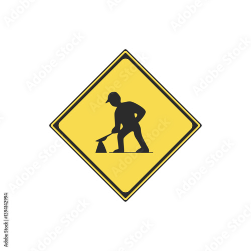 標識のカラー単品イラスト　道路工事中