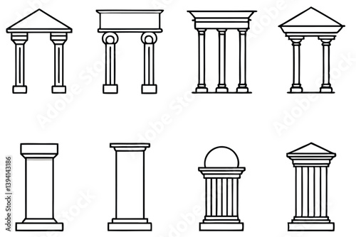 Portico Line Art Detailed Sketch for Artistic Architectural Work  