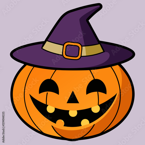 jack-o'-lantern, witch hat pumpkin, glowing pumpkin face, vintage Halloween art, Halloween Vector Design