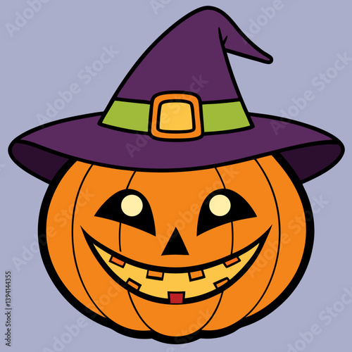 jack-o'-lantern, witch hat pumpkin, glowing pumpkin face, vintage Halloween art, Halloween Vector Design