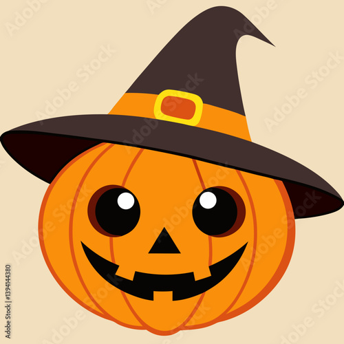 jack-o'-lantern, witch hat pumpkin, glowing pumpkin face, vintage Halloween art, Halloween Vector Design