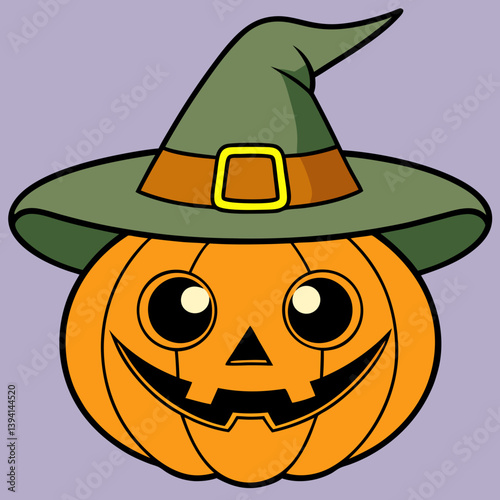 jack-o'-lantern, witch hat pumpkin, glowing pumpkin face, vintage Halloween art, Halloween Vector Design