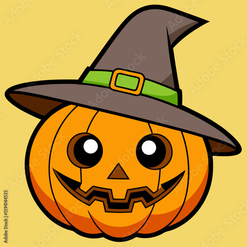 jack-o'-lantern, witch hat pumpkin, glowing pumpkin face, vintage Halloween art, Halloween Vector Design