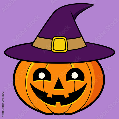 jack-o'-lantern, witch hat pumpkin, glowing pumpkin face, vintage Halloween art, Halloween Vector Design