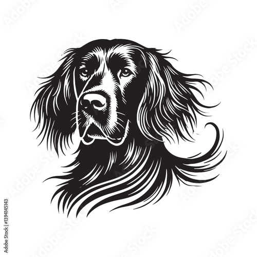 English Setter Silhouette - Minimalist English Setter Design - English Setter Illustration.