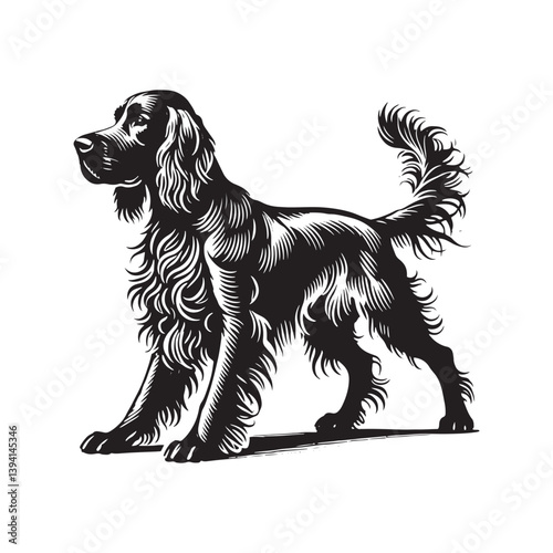 English Setter Silhouette - Minimalist English Setter Design - English Setter Illustration.