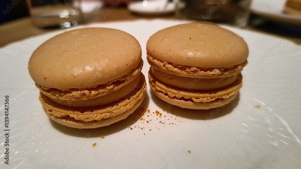 An alluring display of macarons is presented. The macarons are small, colorful, and have a smooth, rounded top with a characteristic ruffled edge An alluring display of macarons is presented. The macarons are small, colorful, and have a smooth, rounded top with a characteristic ruffled edge
