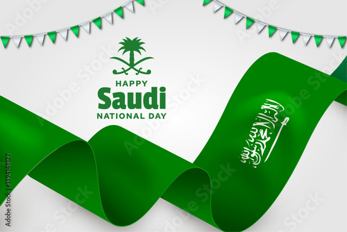 saudi arabia flag green vector happy national day