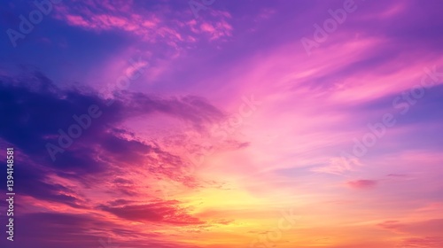 Fototapeta Naklejka Na Ścianę i Meble -  A vibrant sunset sky with hues of pink purple and orange creating a beautiful colorful atmosphere view