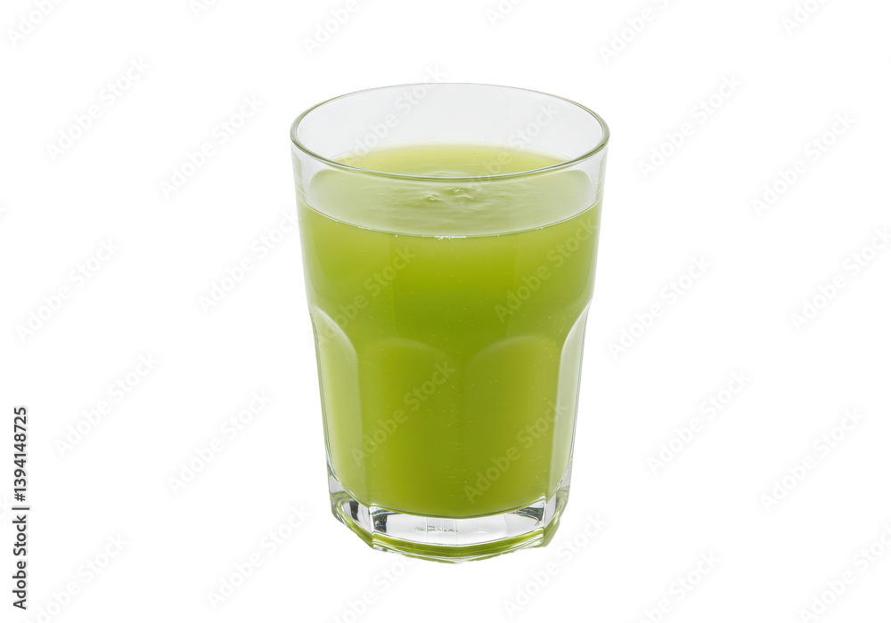 Refreshing green beverage in a clear glass, showcasing vibrant color and clarity Refreshing green beverage in a clear glass, showcasing vibrant color and clarity