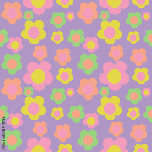 summer flowers and pastel seamless pattern background, wrapping, wallpaper, webcover	