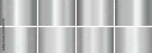 Silver gradient,A set of metallic glossy gradients, The texture of a smooth metal surface. A collection of platinum metallic gradients, shiny gradients , platinum pack ,Vector illustration,vector 10ep