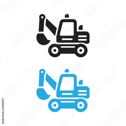 Construction Vehicle icon. Road construction vehicle logo.