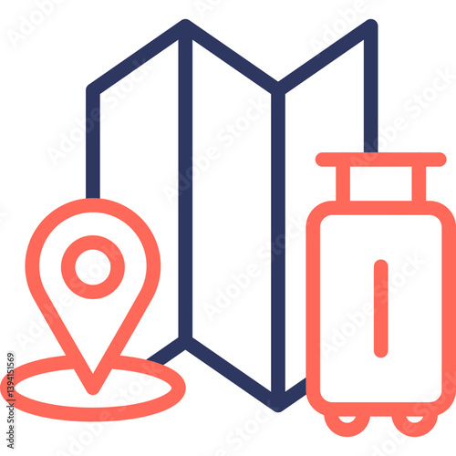 Tourism line color icon
