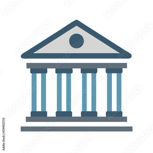 Bank Building with Pillars Icon Design