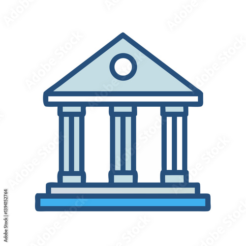 Bank Building with Pillars Icon Design
