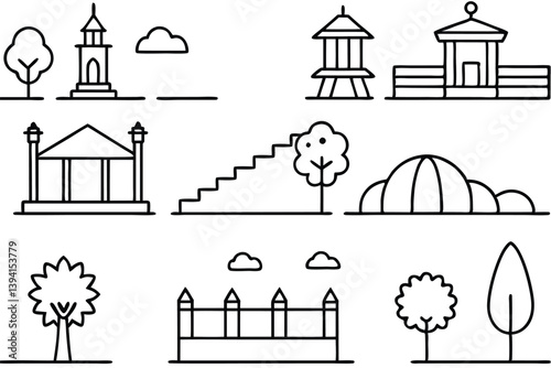 Promenade Line Art Illustration Elegant Design for Artistic Creation  