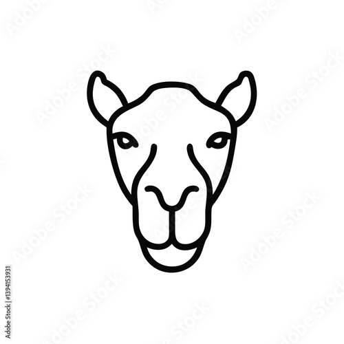 Camel Head Icon Line Art, Desert Animal, Mammal, Wildlife