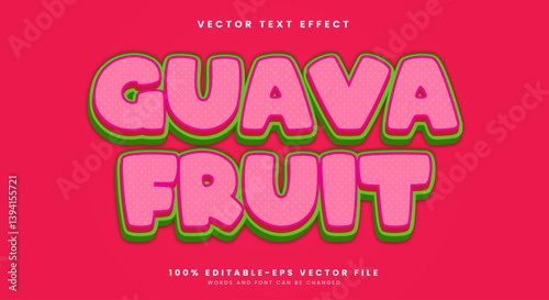 Guava Fruit 3D Editable Text effect Template Suitable for Cartoon Style