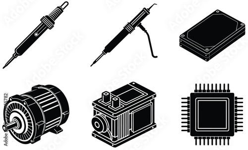 electronic tools and components vector set
