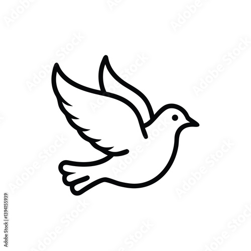 Simple Line Art Dove, Flying Bird, Peace Symbol, Graphic Design