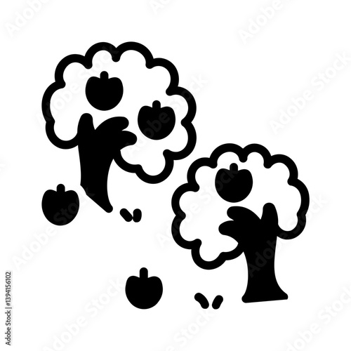 Vector solid black icon for Orchard