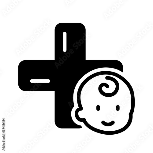 Vector solid black icon for Pediatric clinic