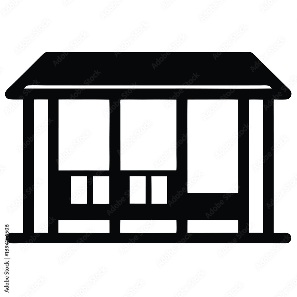 Minimalist Vector Illustr.ation Of A Bus Stop Or Waiting Area Structure. Minimalist Vector Illustr.ation Of A Bus Stop Or Waiting Area Structure.