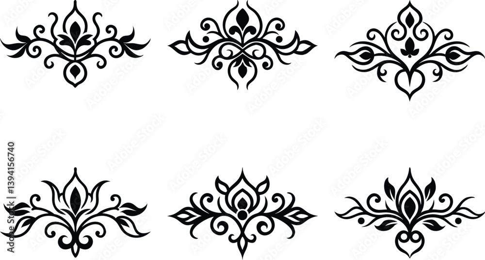 Baroque Swirl Accent ornament set on white background Baroque Swirl Accent ornament set on white background