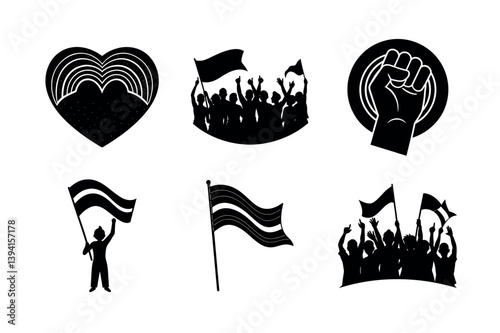 Black and White Silhouette Protest Icons