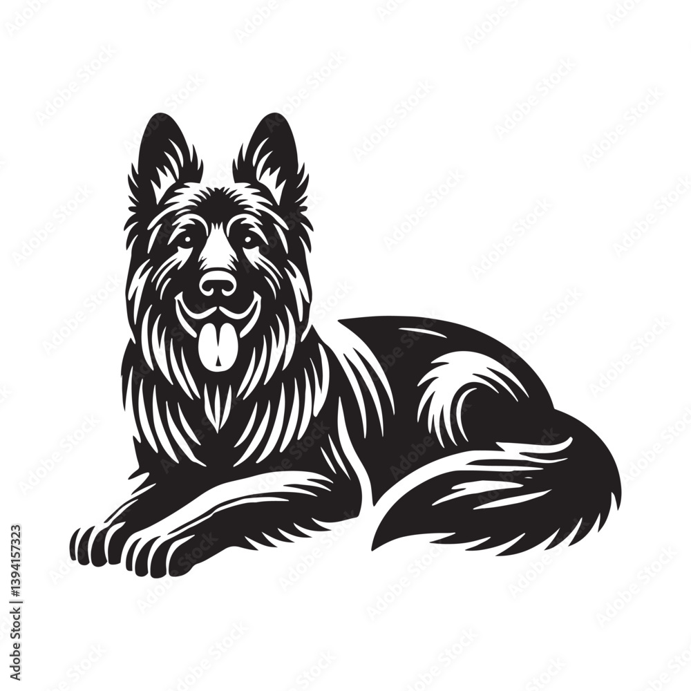 Obraz premium Silhouette of German Shepherd - Minimalist German Shepherd Vector - Illustration of German Shepherd.
