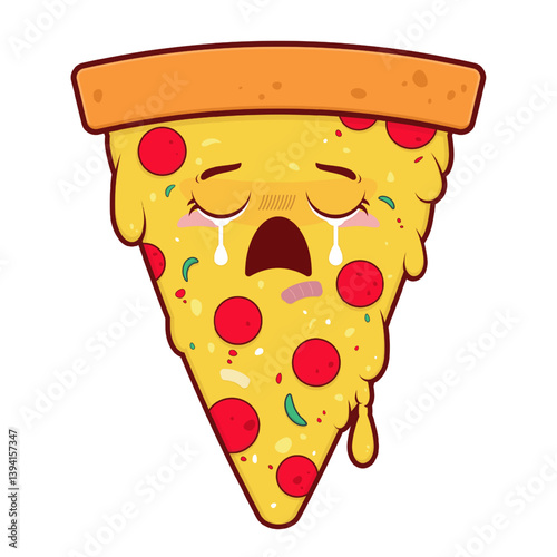 pizza crying face cartoon cute