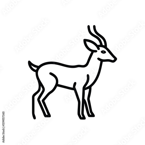 Black Line Art, Antelope, African Animal, Wildlife, Fauna, Mammal, Nature, Wild, Graphic, Design