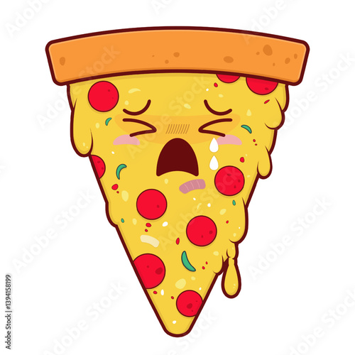 pizza crying face cartoon cute