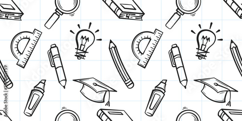 Handdrawn Educational Doodle Seamles Pattern