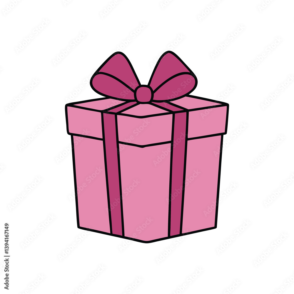 Pink Gift Box with Bow Vector Illustration Design Pink Gift Box with Bow Vector Illustration Design