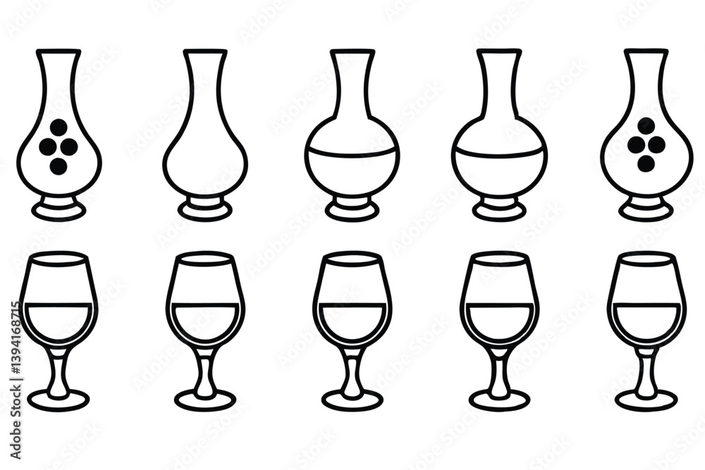 Port Wine Line Art Elegant Drawing for Artistic Illustrations Port Wine Line Art Elegant Drawing for Artistic Illustrations