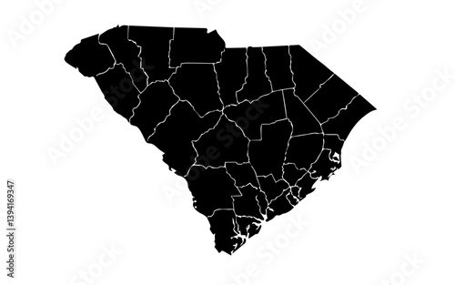 South Carolina Map in black and white