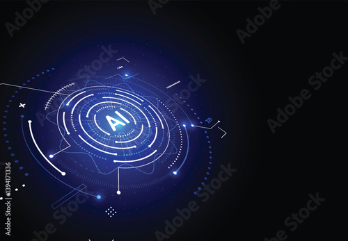 Artificial intelligence chipset on circuit board in futuristic concept technology artwork for web, banner, card, cover. Vector illustration