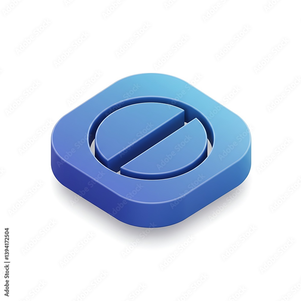 A modern, minimalist blue icon representing pause, break, or interruption, showcased in a clean isometric design with subtle gradient shading. A modern, minimalist blue icon representing pause, break, or interruption, showcased in a clean isometric design with subtle gradient shading.