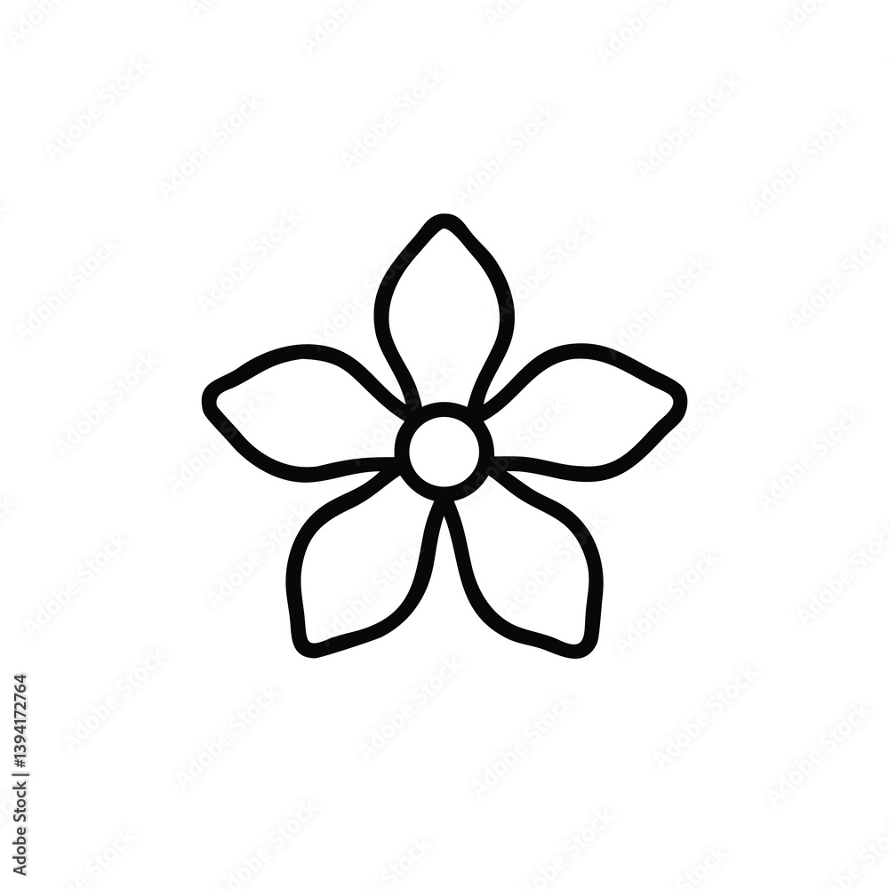 Simple FivePetal Flower Line Art Graphic Design Icon Simple FivePetal Flower Line Art Graphic Design Icon