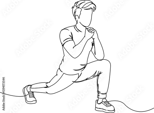 continuous line Man workout exersice