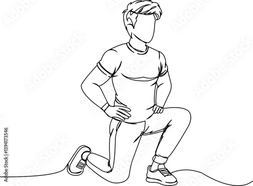 continuous line Man workout exersice