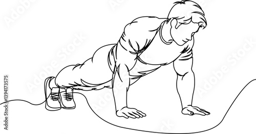 continuous line Man workout exersice